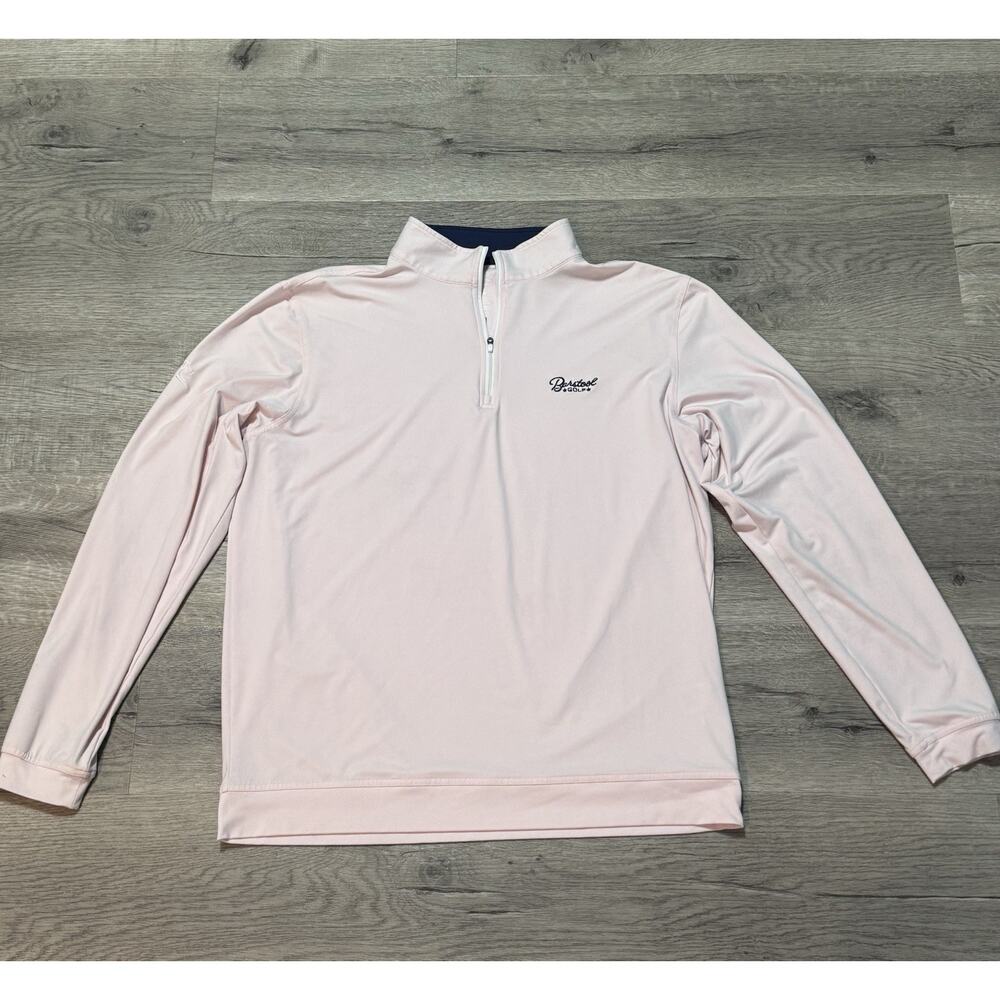 Rhoback Barstool Golf 1/4 Zip Mens L Pink Pullover Performance Stretch